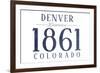 Denver, Colorado - Established Date (Blue)-Lantern Press-Framed Art Print