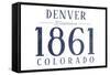 Denver, Colorado - Established Date (Blue)-Lantern Press-Framed Stretched Canvas