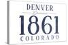 Denver, Colorado - Established Date (Blue)-Lantern Press-Stretched Canvas