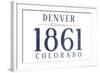 Denver, Colorado - Established Date (Blue)-Lantern Press-Framed Art Print