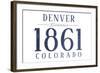 Denver, Colorado - Established Date (Blue)-Lantern Press-Framed Art Print