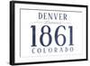 Denver, Colorado - Established Date (Blue)-Lantern Press-Framed Art Print