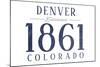 Denver, Colorado - Established Date (Blue)-Lantern Press-Mounted Art Print