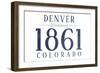 Denver, Colorado - Established Date (Blue)-Lantern Press-Framed Art Print