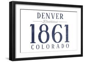 Denver, Colorado - Established Date (Blue)-Lantern Press-Framed Art Print