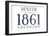 Denver, Colorado - Established Date (Blue)-Lantern Press-Framed Art Print