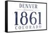 Denver, Colorado - Established Date (Blue)-Lantern Press-Framed Stretched Canvas