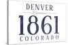 Denver, Colorado - Established Date (Blue)-Lantern Press-Stretched Canvas