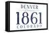 Denver, Colorado - Established Date (Blue)-Lantern Press-Framed Stretched Canvas