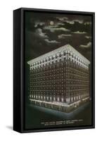 Denver, Colorado, Exterior View of the Gas and Electric Building at Night-Lantern Press-Framed Stretched Canvas