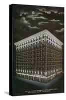 Denver, Colorado, Exterior View of the Gas and Electric Building at Night-Lantern Press-Stretched Canvas
