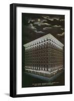 Denver, Colorado, Exterior View of the Gas and Electric Building at Night-Lantern Press-Framed Art Print