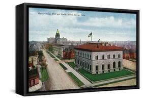 Denver, Colorado, Exterior View of the United States Mint and Capitol Buildings-Lantern Press-Framed Stretched Canvas