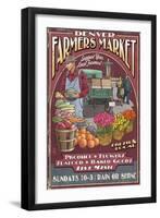 Denver, Colorado - Farmers Market Vintage Sign-Lantern Press-Framed Art Print
