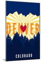 Denver, Colorado - Heart and Treeline (Vertical)-Lantern Press-Mounted Art Print