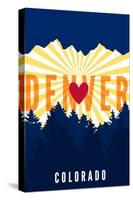 Denver, Colorado - Heart and Treeline (Vertical)-Lantern Press-Stretched Canvas