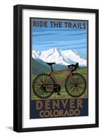 Denver, Colorado - Mountain Bike Scene-Lantern Press-Framed Art Print