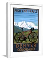Denver, Colorado - Mountain Bike Scene-Lantern Press-Framed Art Print