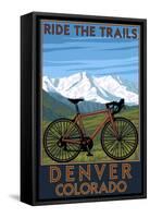 Denver, Colorado - Mountain Bike Scene-Lantern Press-Framed Stretched Canvas