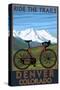 Denver, Colorado - Mountain Bike Scene-Lantern Press-Stretched Canvas