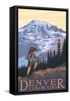 Denver, Colorado - Mountain Hiker-Lantern Press-Framed Stretched Canvas