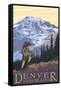 Denver, Colorado - Mountain Hiker-Lantern Press-Framed Stretched Canvas