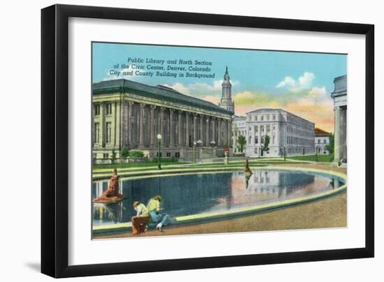 Denver, Colorado - North Section of Civic Center, Old Public Library Bldg-Lantern Press-Framed Art Print