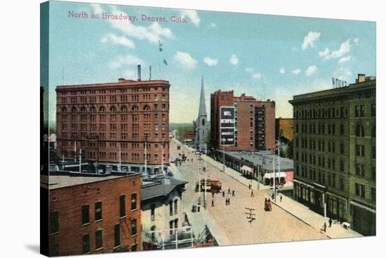 Denver, Colorado, Northern View Down Broadway-Lantern Press-Stretched Canvas