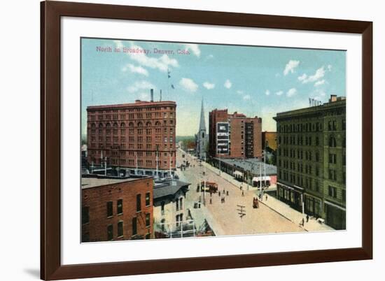 Denver, Colorado, Northern View Down Broadway-Lantern Press-Framed Premium Giclee Print