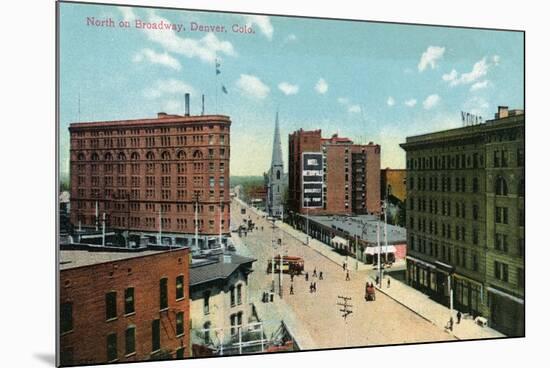 Denver, Colorado, Northern View Down Broadway-Lantern Press-Mounted Premium Giclee Print