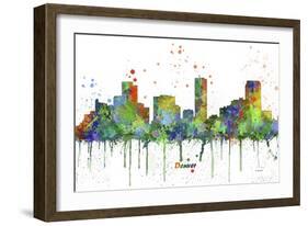 Denver Colorado Skyline MCLR 1-Marlene Watson-Framed Giclee Print