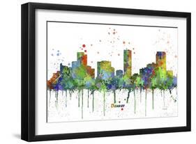 Denver Colorado Skyline MCLR 1-Marlene Watson-Framed Giclee Print