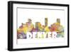 Denver Colorado Skyline Mclr 2-Marlene Watson-Framed Giclee Print