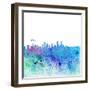Denver Colorado Skyline Silhouette Impressionistic Splash-M. Bleichner-Framed Art Print