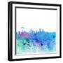 Denver Colorado Skyline Silhouette Impressionistic Splash-M. Bleichner-Framed Art Print