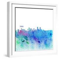 Denver Colorado Skyline Silhouette Impressionistic Splash-M. Bleichner-Framed Art Print