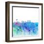 Denver Colorado Skyline Silhouette Impressionistic Splash-M. Bleichner-Framed Art Print