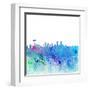 Denver Colorado Skyline Silhouette Impressionistic Splash-M. Bleichner-Framed Art Print