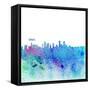 Denver Colorado Skyline Silhouette Impressionistic Splash-M. Bleichner-Framed Stretched Canvas