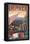 Denver, Colorado - Skyline View-Lantern Press-Framed Stretched Canvas