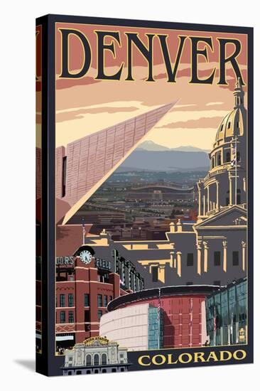 Denver, Colorado - Skyline View-Lantern Press-Stretched Canvas