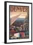 Denver, Colorado - Skyline View-Lantern Press-Framed Art Print