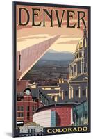 Denver, Colorado - Skyline View-Lantern Press-Mounted Art Print