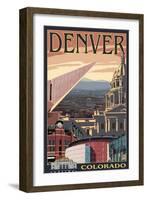 Denver, Colorado - Skyline View-Lantern Press-Framed Art Print