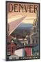 Denver, Colorado - Skyline View-Lantern Press-Mounted Art Print