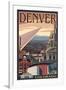 Denver, Colorado - Skyline View-Lantern Press-Framed Art Print