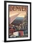 Denver, Colorado - Skyline View-Lantern Press-Framed Art Print