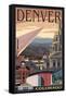 Denver, Colorado - Skyline View-Lantern Press-Framed Stretched Canvas