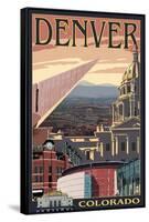 Denver, Colorado - Skyline View-Lantern Press-Framed Stretched Canvas