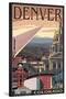 Denver, Colorado - Skyline View-Lantern Press-Stretched Canvas